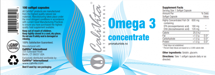 Omega 3 concentrate CaliVita (100 capsule-gelatinoase) Concentrat de Omega 3 [2]