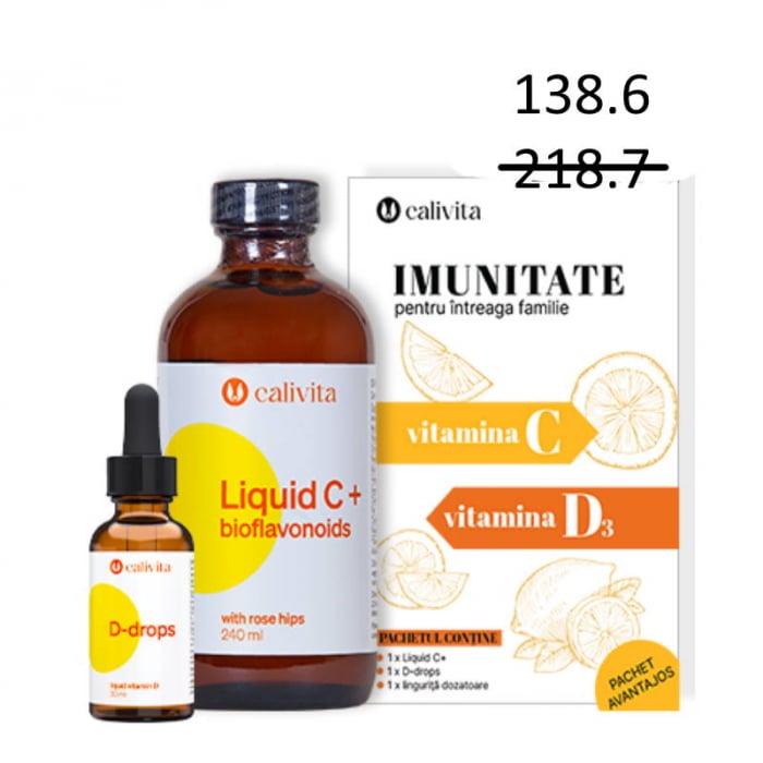 CaliVita Pachet Imunitate: LiquidC + Ddrops, vitamina C…