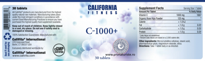 Produs naturist Vitamina C 1000 + (30 tablete) Megadoză de vitamina C [6]