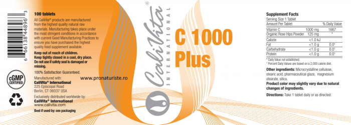 Vitamina C 1000 Plus CaliVita (100 tablete) Megadoză de vitamina C cu măceşe organiceÎnapoi [4]