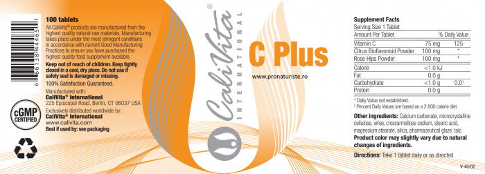 Vitamina C Plus CaliVita  (100 tablete) Complex vitamina C [3]