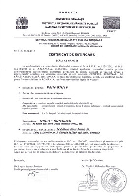 White Willow   SCOARŢĂ DE SALCIE CU CONŢINUT DE ACID SALICILIC. [3]