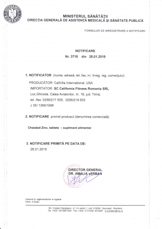 Chelated Zinc  CaliVita (100 tablete) Zinc organic [3]