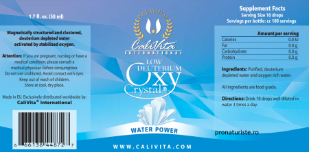 Low Deuterium Oxy Crystal (50 ml) Apă cu conţinut redus de deuteriu si oxigen stabilizat. [1]