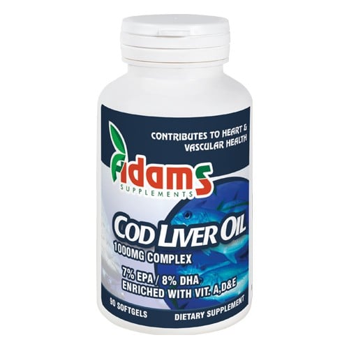 Cod Liver Oil (ulei din ficat de cod) 1000mg 90 capsule Adams [1]