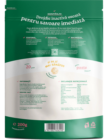 Fulgi de Drojdie Uscata inactiva punga zipper 200g SanoVita [2]