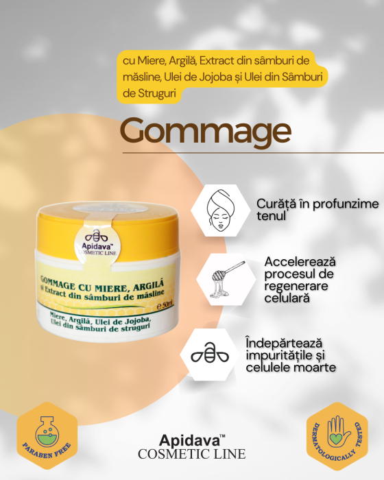 Gommage cu Miere si Argila 50ml Apidava [2]