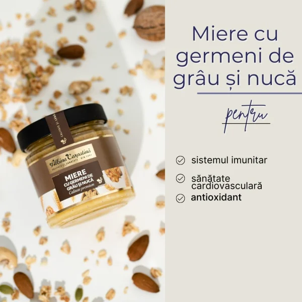 Miere cu germeni de grâu și nucă 270g Albina Carpatina [3]