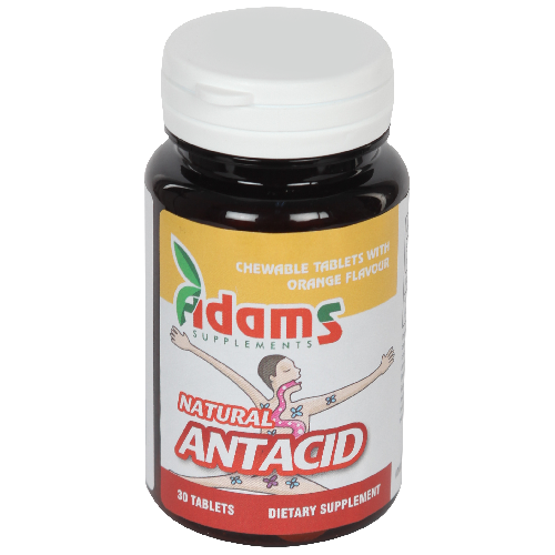 Natural Antacid cu aroma de Portocale 30 tab. Adams [1]