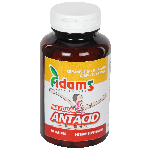 Natural Antacid cu aroma de Portocale 90 tab. Adams [1]