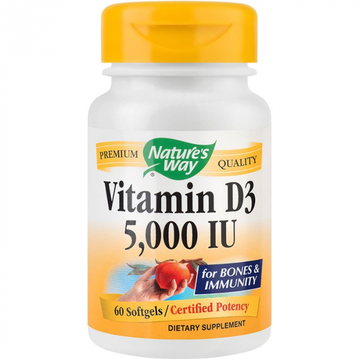 Vitamin D3 5000UI (adulti) 60 capsule moi Natures Way [1]