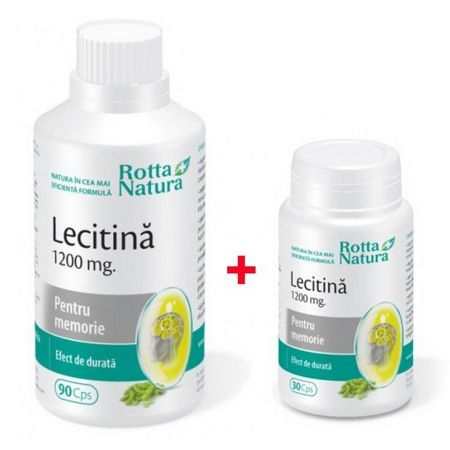 Sistem nervos - Pachet Lecitina 1200mg 90cps + 30cps Gratis Rotta Natura
