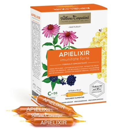Miere - Apielixir imunitate forte 10 fiole x 10ml Albina Carpatina