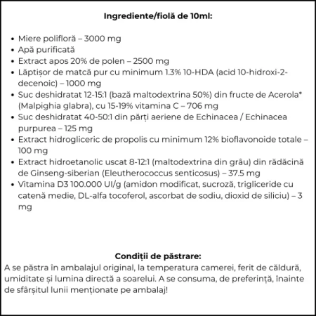 Apielixir imunitate forte 10 fiole x 10ml Albina Carpatina [2]