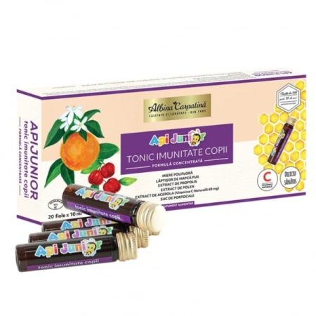 Miere de Manuka - Apijunior Tonic Imunitate copii 10 fiole x 10 ml Apicola Pastoral Georgescu
