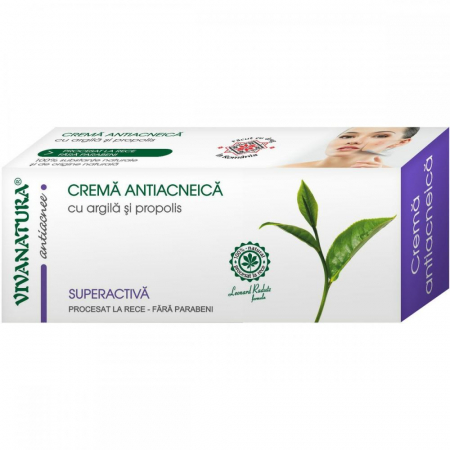 Cosmetice naturale - Crema antiacneica cu Argila si Propolis 20ml Viva Natura