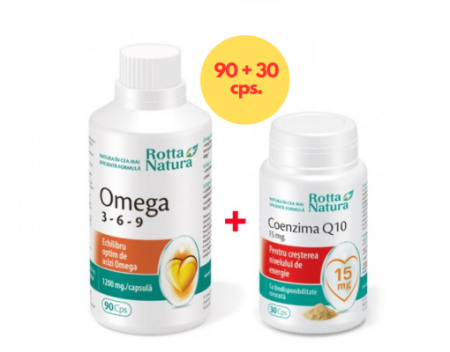 Suplimente - Pachet Omega 3-6-9 90cps + Coenzima Q10 15 mg 30cps Rotta Natura