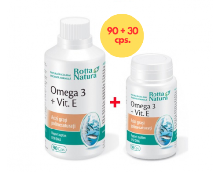 Suplimente - Pachet Omega 3 + Vit E 90cps + 30cps gratis Rotta Natura