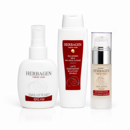 Curatare si demachiere - Pachet Herbagen cu extract de Melc pentru Pete și Anti-Aging