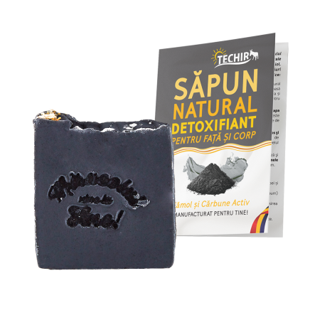 Cosmetice naturale - Sapun natural Detoxifiant cu Namol si Carbune Activ 120 gr ± 10 gr Techir