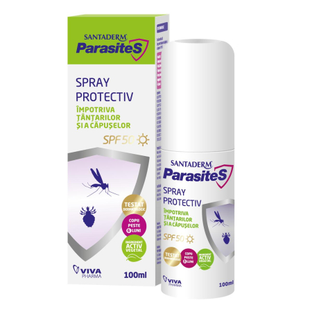 Frumusete si ingrijire - Repelent spray protectiv SPF 50 împotriva țânțarilor și căpușelor Viva Pharma, flacon 100 ml.