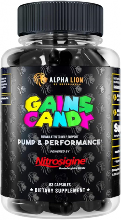 Alpha Lion Gains Candy Pump Performance Nitrosigine 63 Caps