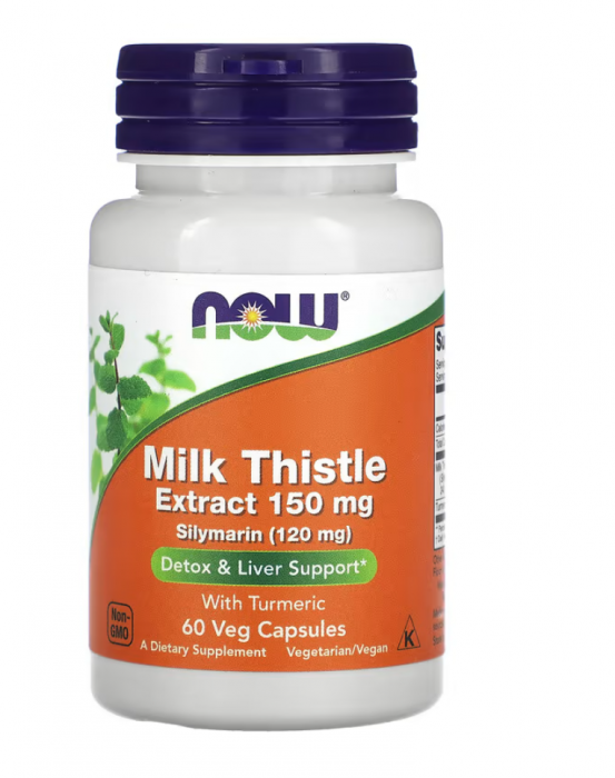 Now Milk Thistle Extract 150 mg with Turmeric 60 veg caps