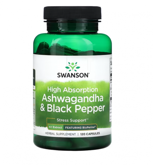 Swanson Ashwagandha Black Pepper 120 caps