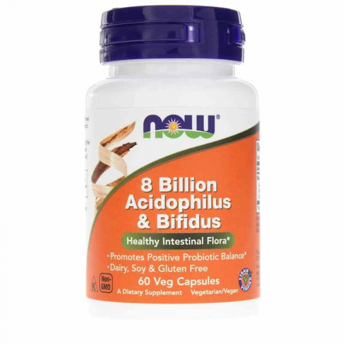 Now 8 Billion Acidophilus Bifidus 60 vcaps