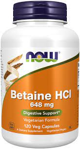 Now Betaine Hcl 648mg 120 Vcaps