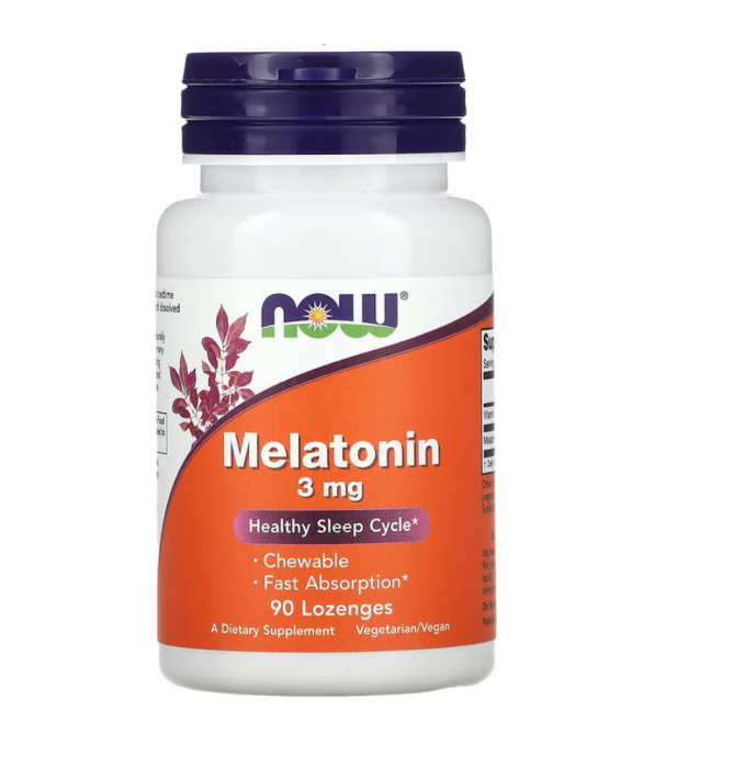 Now Melatonin Chewable 3 mg 90 lozenges