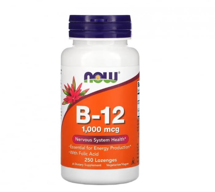 Now Vitamin B-12 with Folic Acid 1000 mcg 250 lozenges