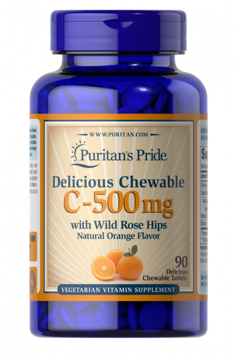 Puritan s Pride C-500 mg with Wild Rose Hips 90 Chewable