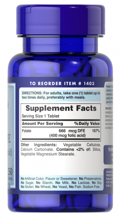 Puritan`s Pride Folate 666 mg dfe 250 tab [2]