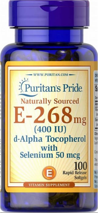 Puritan s Pride Vitamin E-268 mg (400 IU) with Selenium 50 mcg 100 softgels