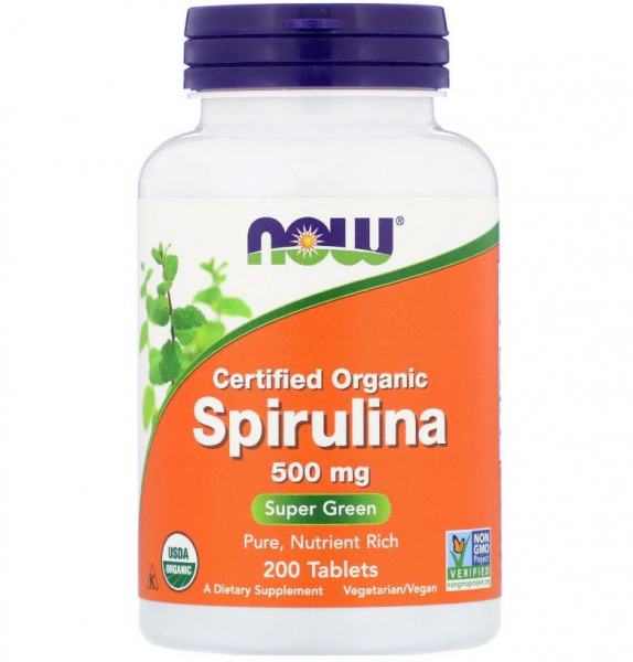 Now Spirulina Organic 500 mg 200 tabs