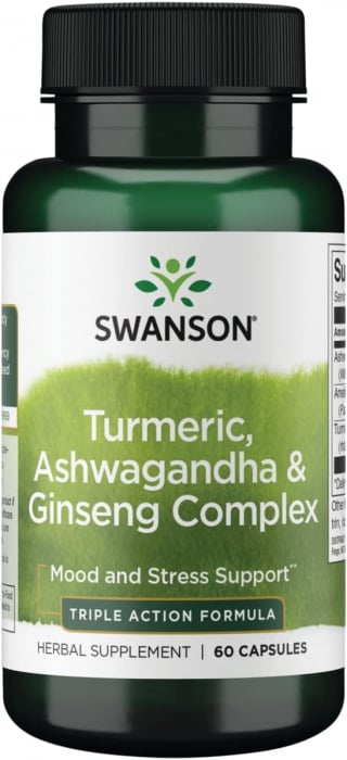 Swanson Turmeric, Ashwagandha Ginseng Complex 60 caps