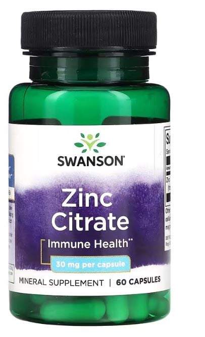 Swanson Zinc Citrate 30 mg 60 caps