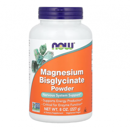 Minerale - Now Magnesium Bisglycinate Powder 227 g