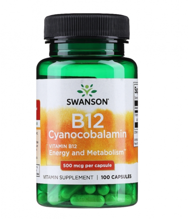 Vitamine, Minerale & Sănătate - Swanson B12 Cyanocobalamin 500 mcg 100 caps