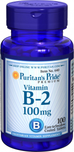 Vitamine A, B, C, D, E, K - Puritan`s Pride Vitamin B-2 100 mg 100 tab