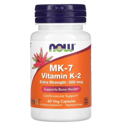 Vitamine, Minerale & Sănătate - Now MK-7 Vitamin K-2 300 mcg Extra Strength 60 vcaps