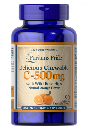 Puritan`s Pride Vitamin C-500 mg with Wild Rose Hips 90 Chewable