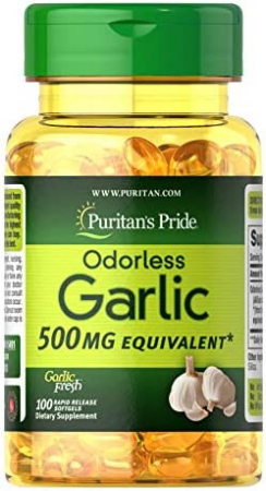 Grăsimi sănătoase / Sănătatea inimii - Puritan`s Pride Odorless Garlic Extract 500 mg 100 softgel