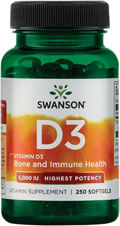 Vitamine A, B, C, D, E, K - Swanson Vitamin D3 5000 IU 250 softgels