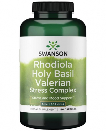 Vitamine, Minerale & Sănătate - Swanson Full Spectrum Rhodiola Holy Basil Valerian - Stress Complex 180 caps