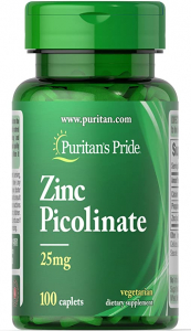 Imunitate / Anti-stres / Neurotransmițători - Puritan`s Pride Zinc Picolinate 25 mg 100 caplets