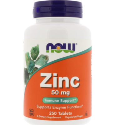 Now Zinc 50 mg 250 tablets