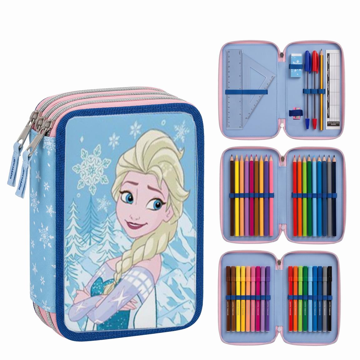 Penare - Penar triplu echipat 44 piese Frozen