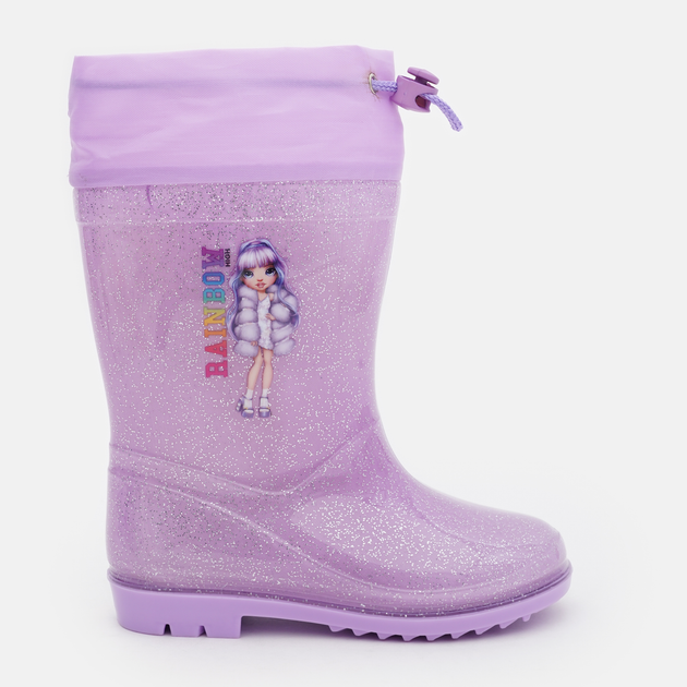 Ghete si cizme copii - Cizme cu slipici din PVC cu siret Rainbow Castle